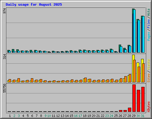 Daily usage for August 2025